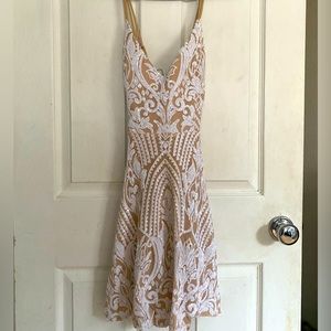 Tan dress with white detail